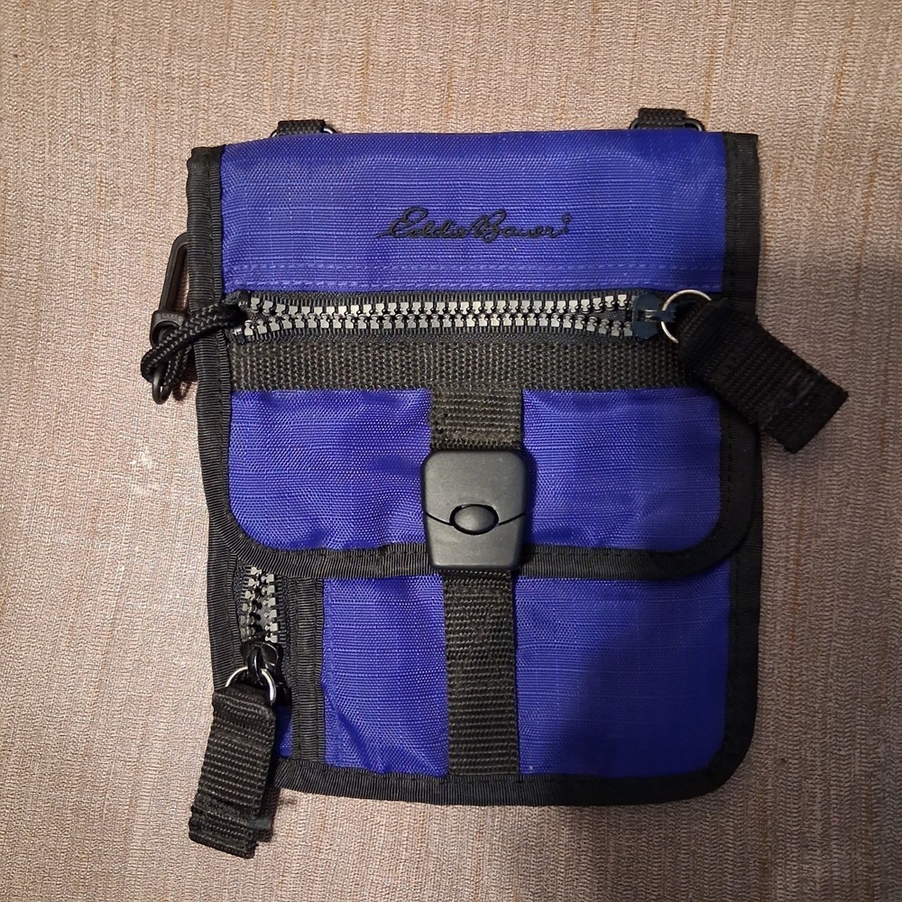 Y2K Eddie Bauer Travel Pouch/Wallet Purple/Cobalt Vintage Canvas Gorpcore